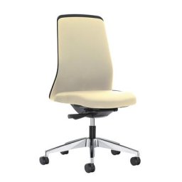 interstuhl Siège de bureau pivotant EVERY à dossier Chillback noir, piétement poli, avec roulettes molles, beige, profondeur assise 430 mm