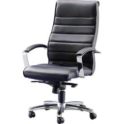 Topstar Fauteuil de direction, cuir noir, accoudoirs habillés de cuir