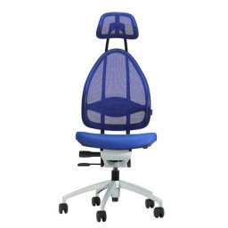 Topstar Siège de bureau design avec appuie-tête et dossier à mailles, dossier hauteur 830 mm, bleu roi