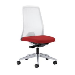 interstuhl Siège de bureau pivotant EVERY à dossier résille blanc, piétement argent brillant, avec roulettes molles, rouge feu, profondeur assise 410 - 470 mm