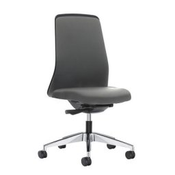 interstuhl Siège de bureau pivotant EVERY à dossier Chillback noir, piétement poli, avec roulettes molles, gris fer, profondeur assise 430 mm