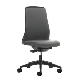 interstuhl Siège de bureau pivotant EVERY à dossier Chillback noir, piétement noir, avec roulettes dures, gris fer, profondeur assise 410 - 470 mm