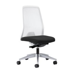 interstuhl Siège de bureau pivotant EVERY à dossier résille blanc, piétement argent brillant, avec roulettes molles, noir graphite, profondeur assise 410 - 470 mm