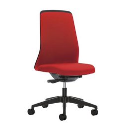interstuhl Siège de bureau pivotant EVERY à dossier Chillback noir, piétement noir, avec roulettes molles, rouge feu, profondeur assise 430 mm