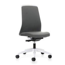 interstuhl Siège de bureau pivotant EVERY à dossier Chillback blanc, piétement blanc, avec roulettes dures, gris fer, profondeur assise 430 mm