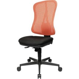 Topstar Siège de bureau ergonomique à assise galbée, sans accoudoirs, assise noire, résille rouge