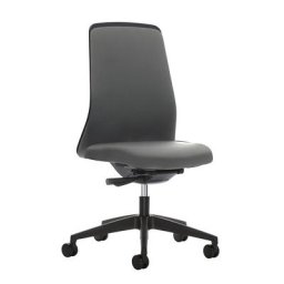 interstuhl Siège de bureau pivotant EVERY à dossier Chillback noir, piétement noir, avec roulettes molles, gris fer, profondeur assise 430 mm