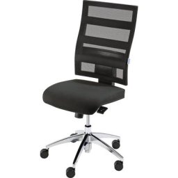eurokraft pro Siège de bureau pivotant, hauteur dossier 550 mm, mécanisme synchrone, assise plate, assise noire, dossier à mailles noir