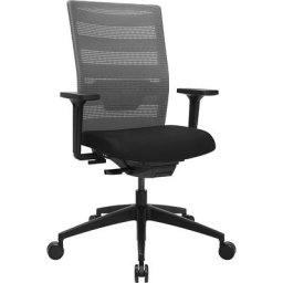 Topstar Siège de bureau AirWork, avec accoudoirs, mécanisme synchrone, noir, gris