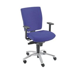 Dauphin Siège de bureau pivotant, mécanisme synchrone, assise coulissante, hauteur dossier 500 mm, bleu