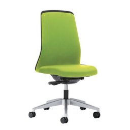 interstuhl Siège de bureau pivotant EVERY à dossier Chillback noir, piétement argent brillant, avec roulettes molles, vert jaune, profondeur assise 410 - 470 mm