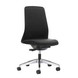 interstuhl Siège de bureau pivotant EVERY à dossier Chillback noir, piétement poli, avec roulettes molles, noir graphite, profondeur assise 410 - 470 mm
