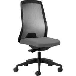 interstuhl Siège de bureau pivotant EVERY à dossier résille noir, piétement noir, avec roulettes dures, gris fer, profondeur assise 430 mm