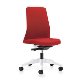 interstuhl Siège de bureau pivotant EVERY à dossier Chillback blanc, piétement blanc, avec roulettes dures, rouge feu, profondeur assise 410 - 470 mm