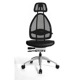 Topstar Siège de bureau design avec appuie-tête et dossier à mailles, dossier hauteur 830 mm, noir