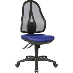 Topstar Siège de bureau OPEN POINT SY, sans accoudoirs, dossier en résille noire, habillage bleu roi
