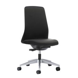 interstuhl Siège de bureau pivotant EVERY à dossier Chillback noir, piétement argent brillant, avec roulettes dures, noir graphite, profondeur assise 430 mm
