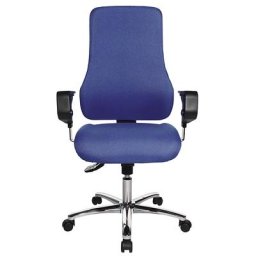Topstar Siège de bureau pivotant avec accoudoirs, hauteur dossier 600 mm, habillage bleu