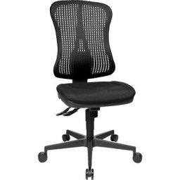 Topstar Siège de bureau ergonomique à assise galbée, sans accoudoirs, assise noire, résille noire