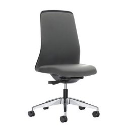 interstuhl Siège de bureau pivotant EVERY à dossier Chillback noir, piétement poli, avec roulettes dures, gris fer, profondeur assise 430 mm