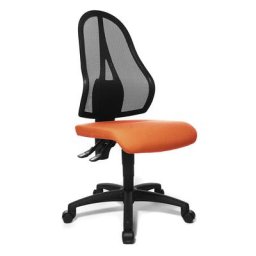 Topstar Siège de bureau OPEN POINT P, dossier résille noir, sans accoudoirs, habillage assise orange