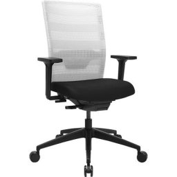 Topstar Siège de bureau AirWork, avec accoudoirs, mécanisme synchrone, noir, blanc