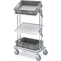 HelgeNyberg Chariot porte-bacs galvanisé, L x l x h 740 x 430 x 1165 mm, force 100 kg