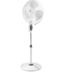 Ventilateur sur pied à corps en plastique, blanc, 3 vitesses, 1 pièce et +