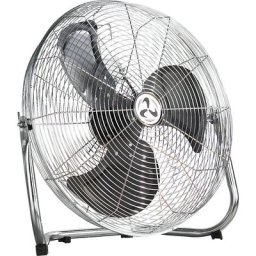 Ventilateur de sol, entièrement en métal chromé, commutateur 3 vitesses, Ø corbeille 440 mm