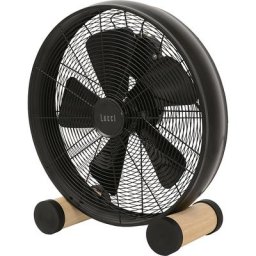Brasseur d'air design avec pieds en bois, h x l x p 480 x 460 x 190 mm, noir