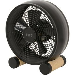 Ventilateur de table design avec pieds en bois, h x l x p 290 x 260 x 140 mm, noir