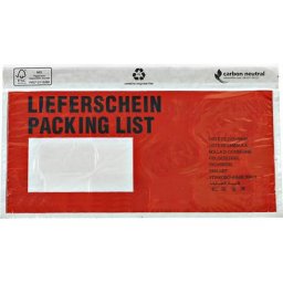 Pochette porte-documents, certification FSC®, lot de 1000, pour format longitudinal, avec impression 'Liste de colisage