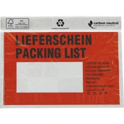 Pochette porte-documents, certification FSC®, lot de 1000, pour format C6, avec impression 'Liste de colisage