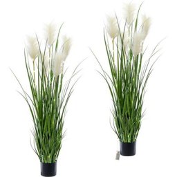 Herbe de la pampa, lot de 2, avec éclairage par diodes LED, hauteur 1400 mm