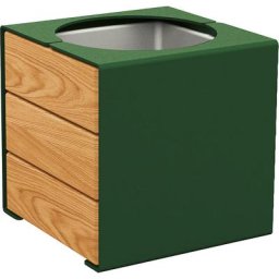 PROCITY Bac à plantes KUBE, h x l x p 450 x 450 x 450 mm, acier/bois, vert mousse, chêne clair