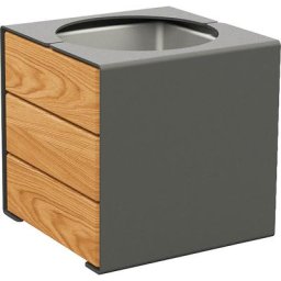PROCITY Bac à plantes KUBE, h x l x p 450 x 450 x 450 mm, acier/bois, gris, chêne clair
