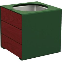 PROCITY Bac à plantes KUBE, h x l x p 450 x 450 x 450 mm, acier/bois, vert mousse, acajou