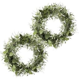 Couronne mixte de lavande, hauteur 450 mm, lot de 2, fleurs blanches