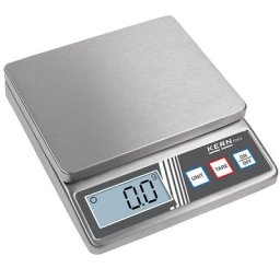 KERN Balance de table, modèle en inox, plage de pesée max. 5 kg, lisibilité 1 g, plateau de pesée 125 x 155 mm