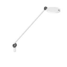 Waldmann Lampe de bureau blanche, bras simple, tête de lampe ronde, 102 diodes lumineuses
