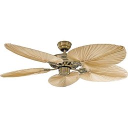 Ventilateur de plafond CLASSIC ROYAL, Ø hélice 1320 mm, ovale, palmier naturel / laiton ancien
