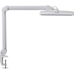 MAUL Lampe à diodes LED pour poste de travail MAULintro, intensité lumineuse variable, pivotant à 360°, avec pied-étau, blanc