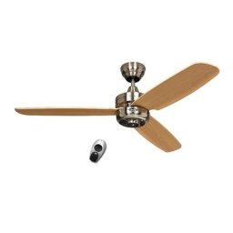 Ventilateur de plafond NIGHT FLIGHT, Ø hélice 1320 mm, avec télécommande, hêtre / chrome brossé