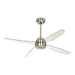 Ventilateur de plafond LIBELLE, sans télécommande, verre acrylique transparent / chrome brossé