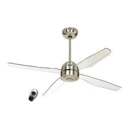 Ventilateur de plafond LIBELLE, avec télécommande, verre acrylique transparent / chrome brossé
