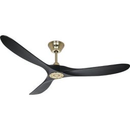 Ventilateur de plafond ECO GENUINO, Ø hélice 1520 mm, noir mat / laiton