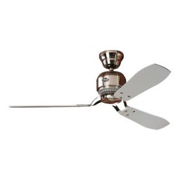 Ventilateur de plafond INDUSTRIE, Ø hélice 1320 mm, laque grise / bois Teak / chrome brossé