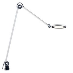 Waldmann Lampe de bureau blanche, double bras, tête de lampe ronde, 102 diodes lumineuses