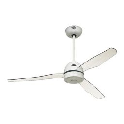 Ventilateur de plafond LIBELLE, sans télécommande, verre acrylique transparent / laque blanche