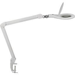 MAUL Lampe loupe à diodes LED MAULmakro, avec pince-étau, blanc